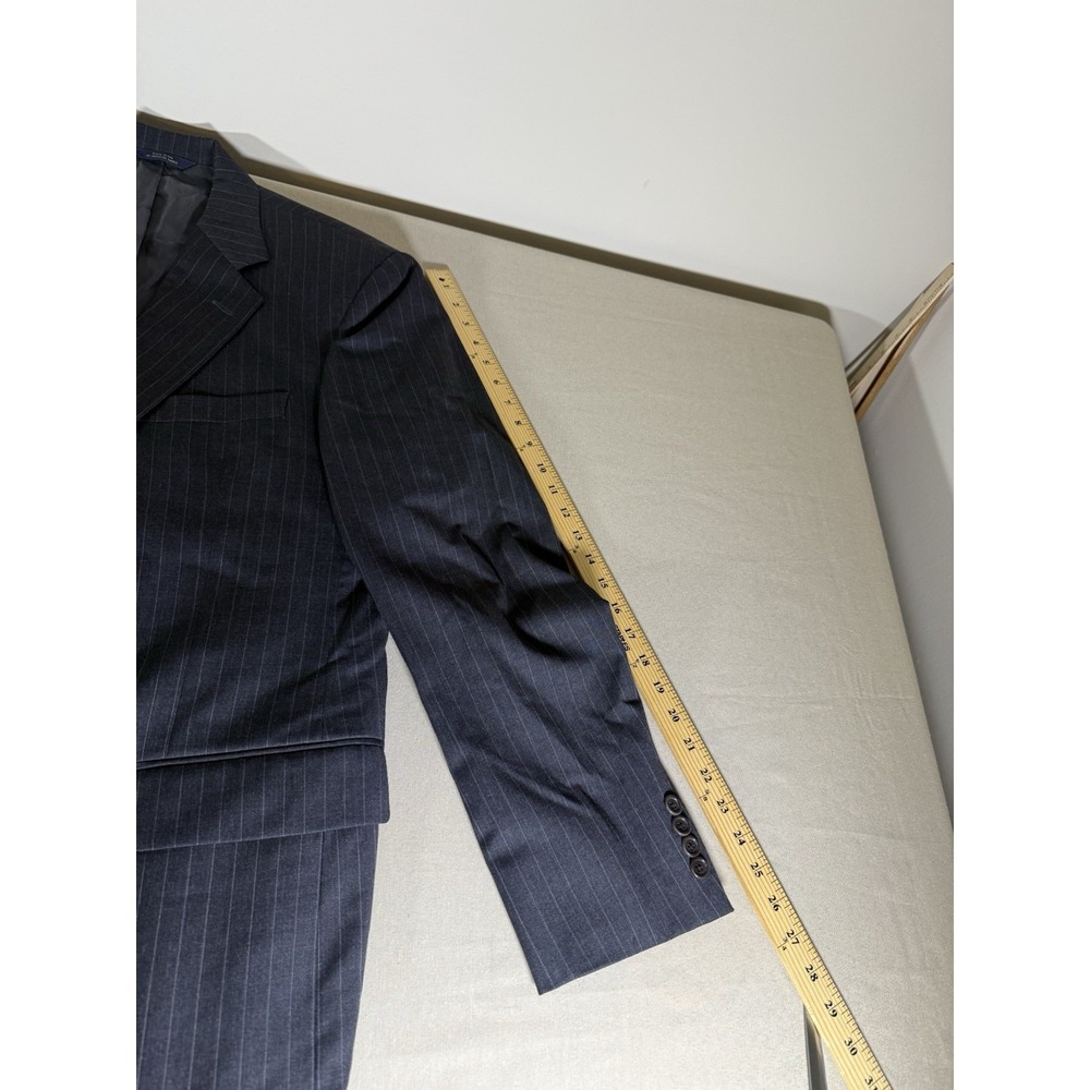 Brooks Brothers Suit Size 42L 36" Waist Black Pleated Pants Pinstripe 2 Piece - Picture 5 of 16